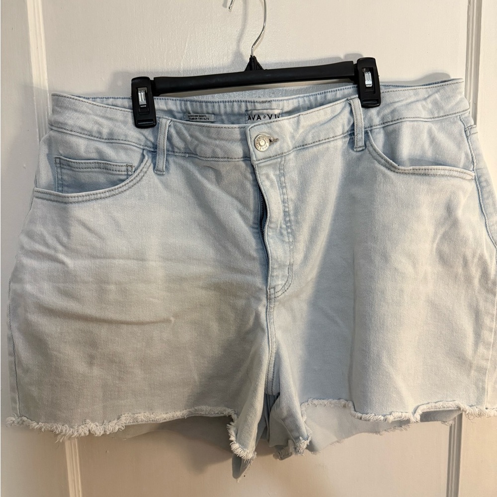 Ava & Viv Blue Jean Shorts Distressed Frayed Hem